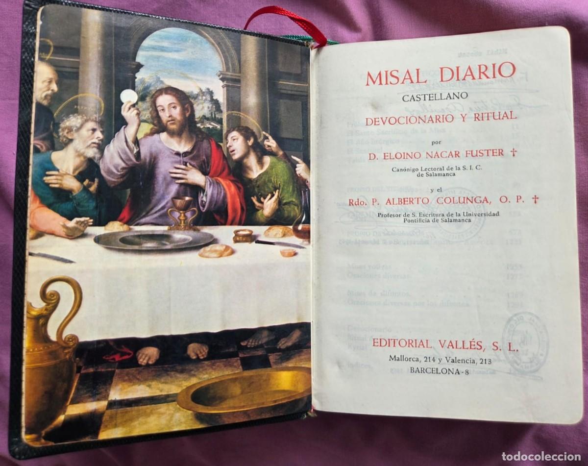 Libros antiguos: Misal Diario Castellano Devocionario y Ritual - N&aacute;car Colunga - Ed. Vall&eacute;s 1965 (Ilustrado)