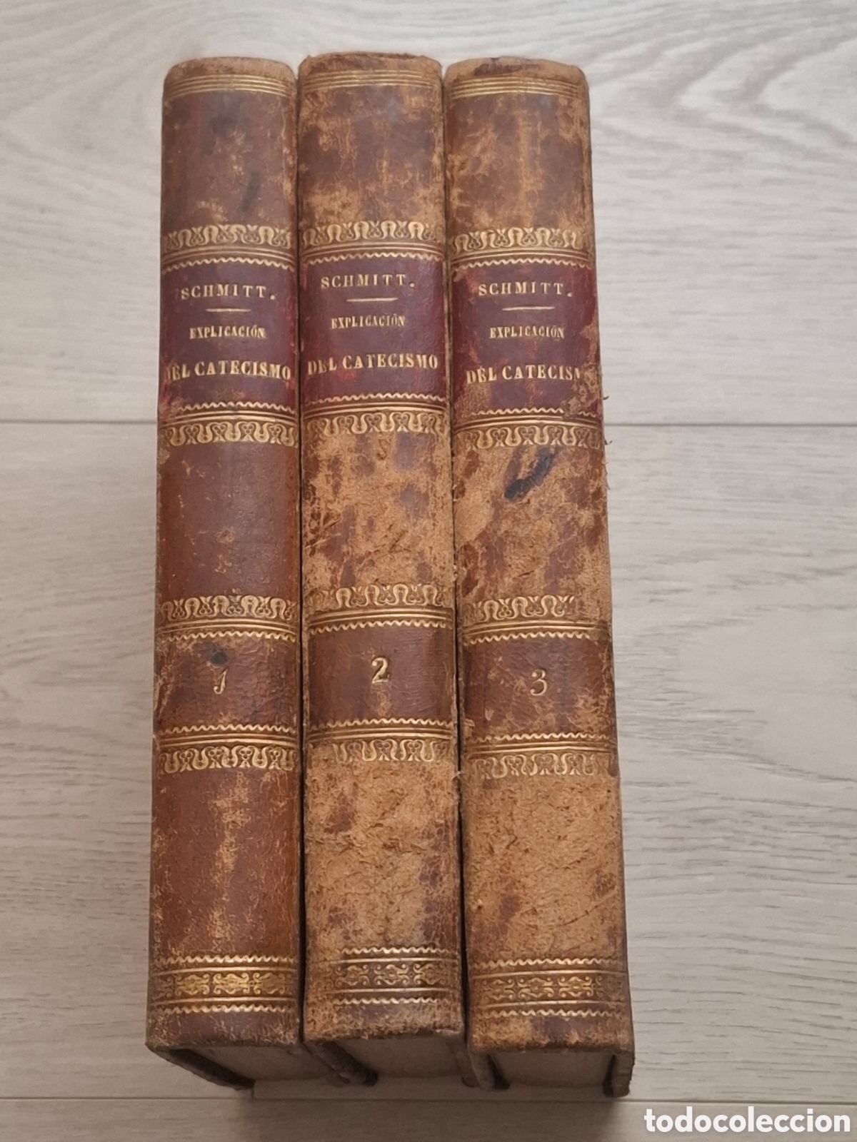 Libros antiguos: Explicaci&oacute;n del catecismo de la doctrina cristiana, por Jacobo Schmitt, Friburgo 1891, 3 vols.