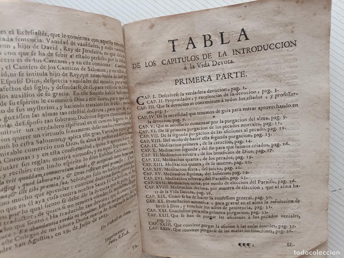 Libros antiguos: INTRODUCCION A LA VIDA DEVOTA DE S. FRANCISCO DE SALES - Foto 5