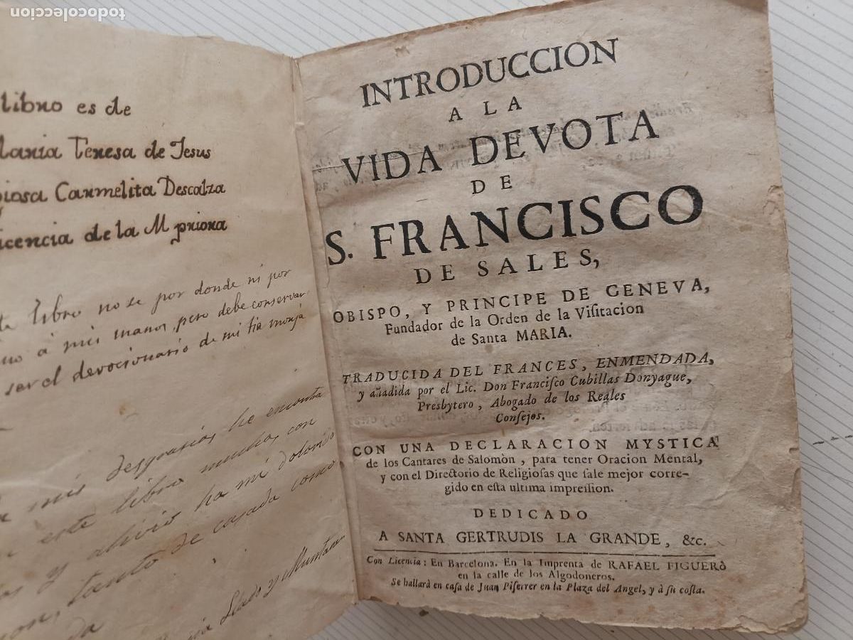 Libros antiguos: INTRODUCCION A LA VIDA DEVOTA DE S. FRANCISCO DE SALES