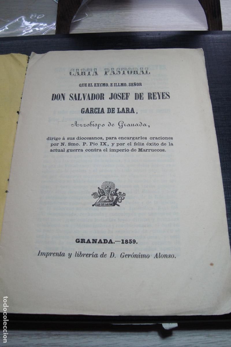 Libros antiguos: SALVADOR JOSEF DE REYES GARCIA LARA. ARZOBISPO GRANADA. CARTA PASTORAL GUERRA CONTRA MARRUECOS 1859.