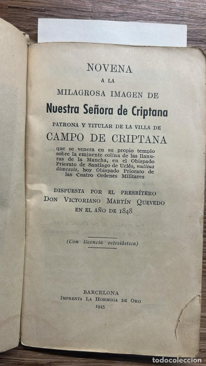 Libros antiguos: NOVENA A LA MILAGROSA IMAGEN DE NUESTRA SE&Ntilde;ORA DE CRIPTANA 1945