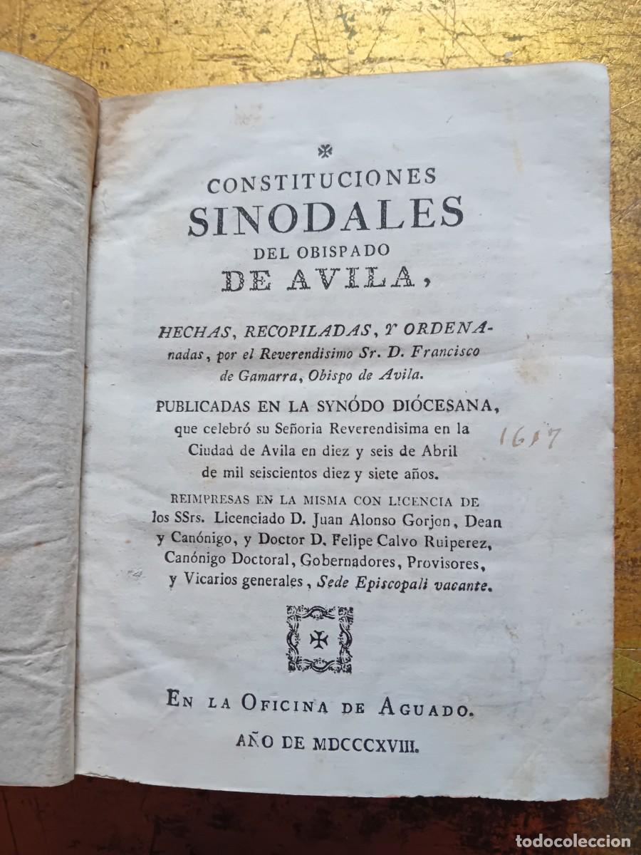 Libros antiguos: Constituciones Sinodales del Obispado de &Aacute;vila a&ntilde;o 1818