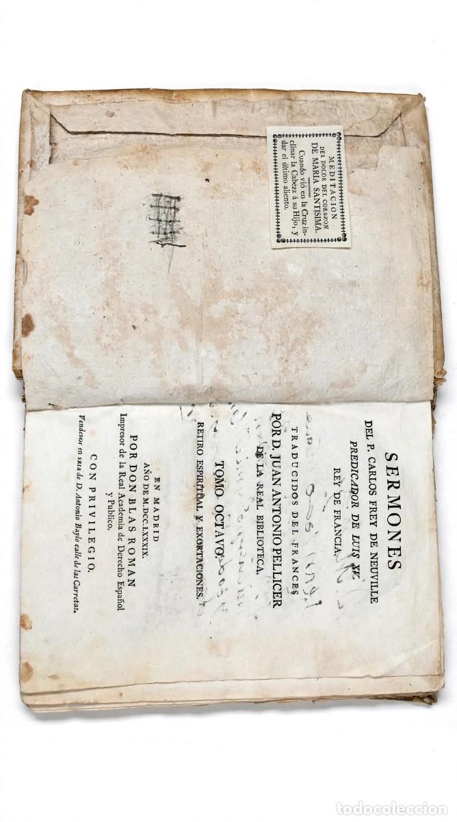 Libros antiguos: 1789 NEUVILLE TOMO OCTAVO Y ULTIMO SERMONES PREDICADOR LUIS XV - PELLICER REAL BIBLIOTECA - BLAS ROM