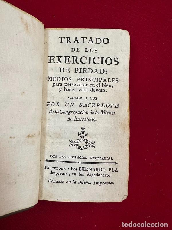 Libros antiguos: TRATADO DE LOS EXERCICIOS DE PIEDAD , BARCELONA, IMPRENTA BERNARDO PLA