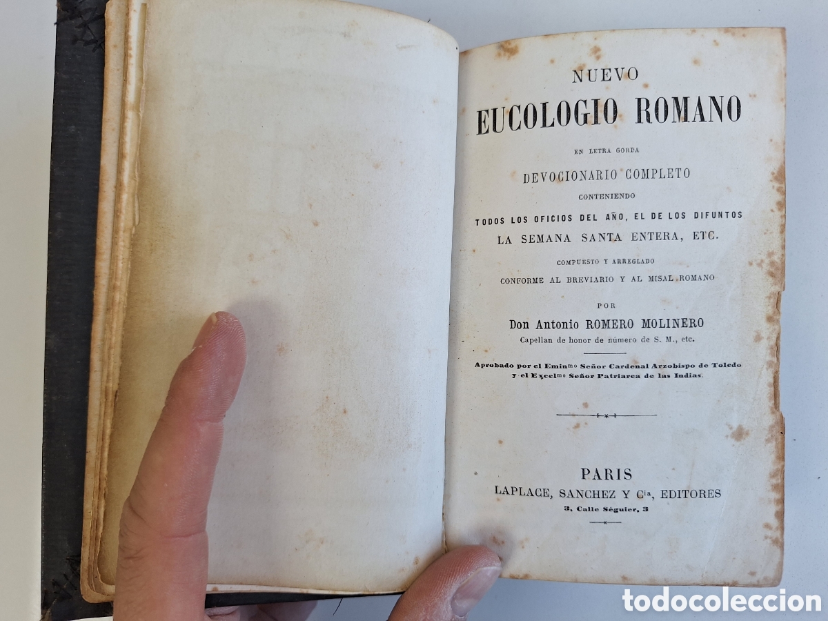 Libros antiguos: Nuevo Eucologio Romano, Laplace (Paris), a&ntilde;o 1881