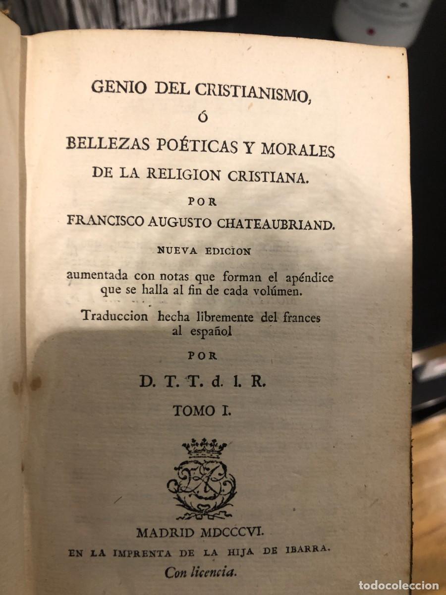 Livros antigos: Genio del Cristianismo o Bellezas Po&eacute;ticas y Morales de la Religi&oacute;n Cristiana - Tomo I, 1806