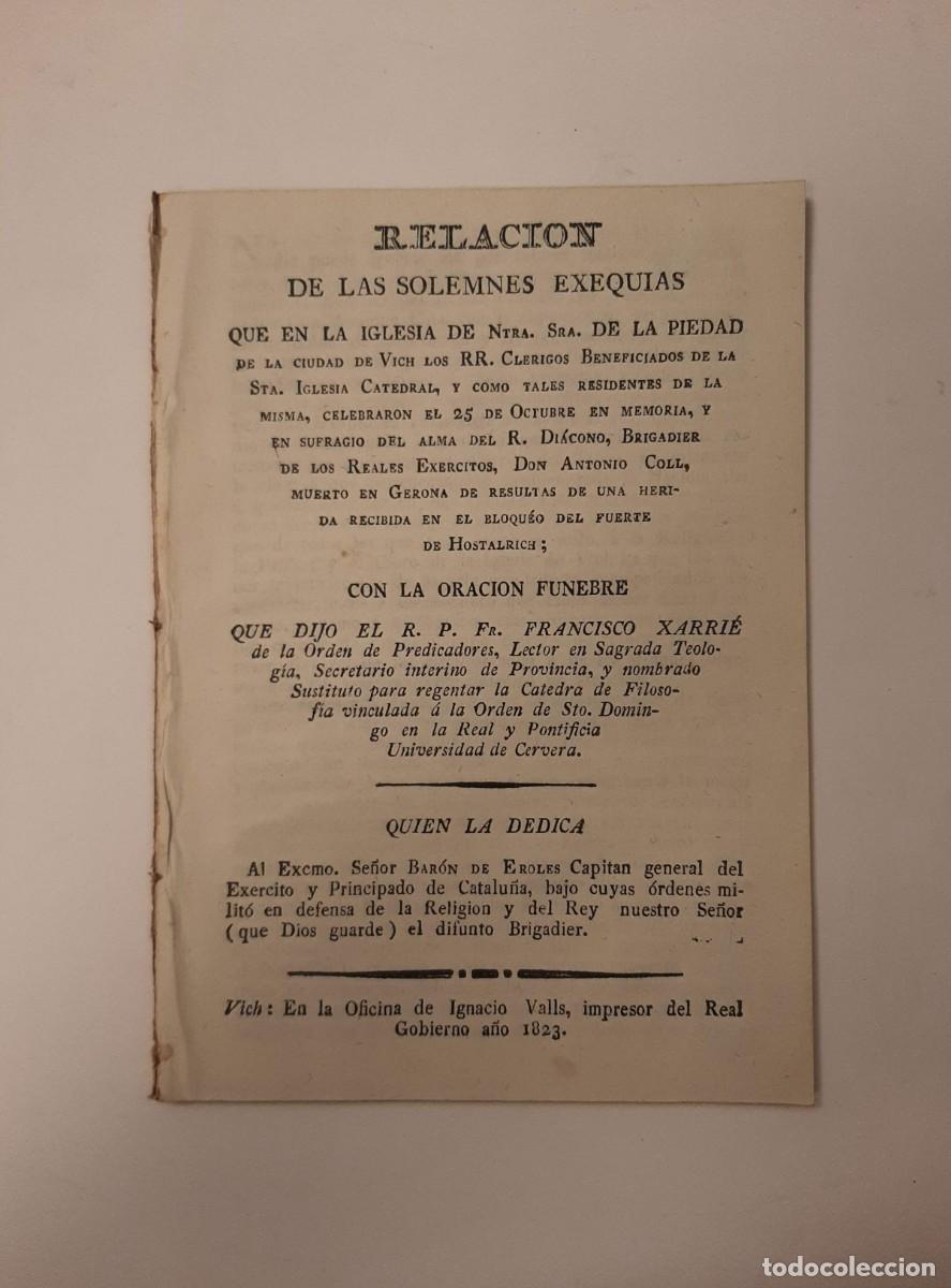 Livres anciens: RELACION DE LAS SOLEMNES EXEQUIAS QUE EN LA IGLESIA DE NTRA. SRA. [...] - XARRI&Eacute;, FRANCISCO