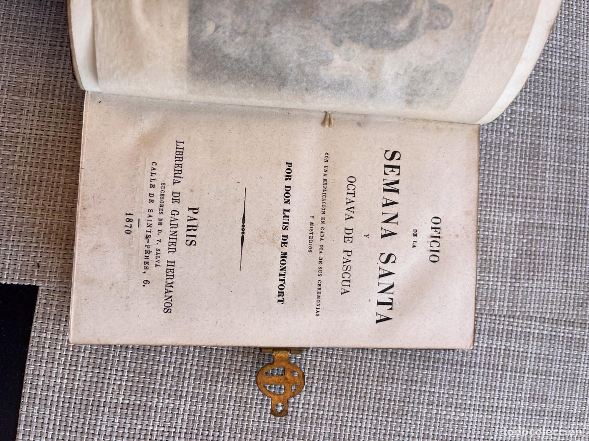 Livros antigos: Oficio de la Semana Santa y Octava de Pascua 1870 &ndash; Piel, Dorados y Cierre Met&aacute;lico