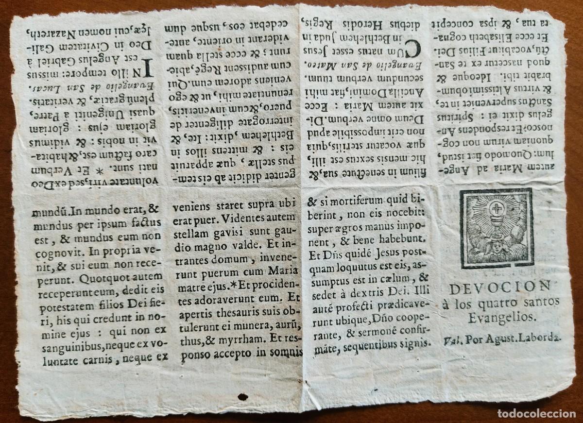 Antiquarische B&uuml;cher: DEVOCI&Oacute;N A LOS QUATRO SANTOS EVANGELIOS - AGUST. LABORDA - VALENCIA? - MUY ANTIGUO EN LAT&Iacute;N