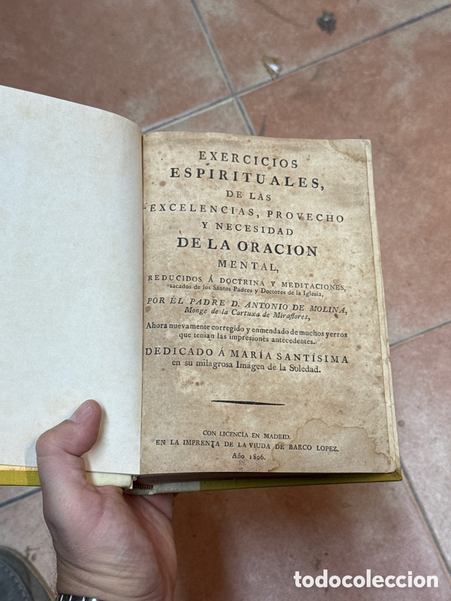 Libros antiguos: Exercicios espirituales - Antonio Molina - 1806