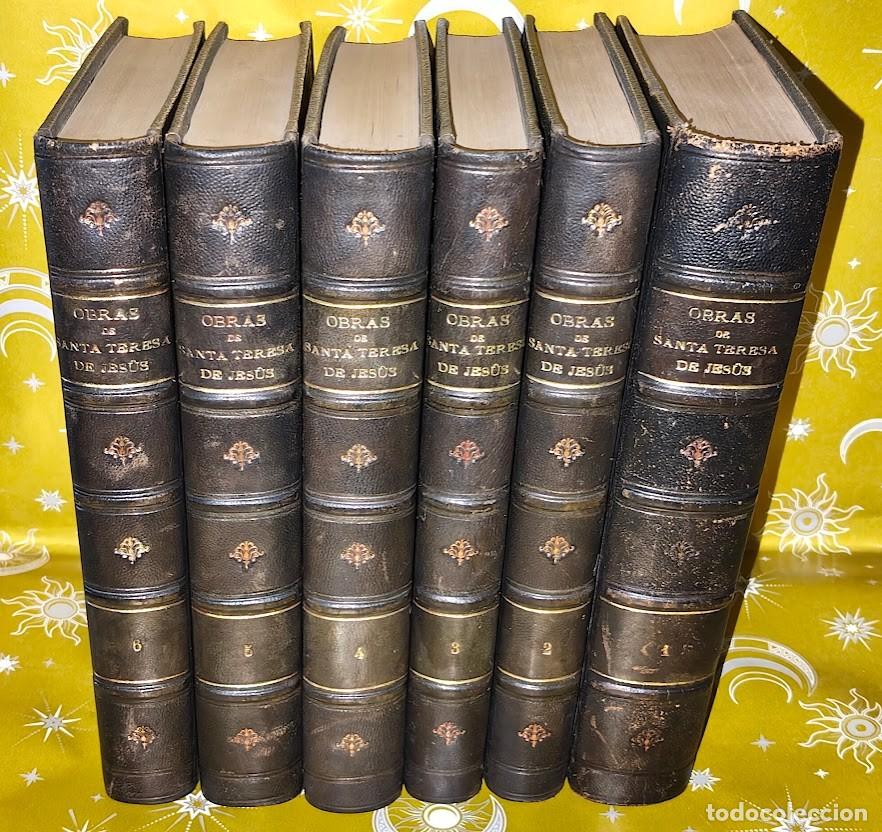Libros antiguos: Obras de Santa Teresa de Jes&uacute;s &ndash; 6 tomos &ndash; Vicente de la Fuente &ndash; 1881 &ndash; Encuadernaci&oacute;n de &eacute;poca