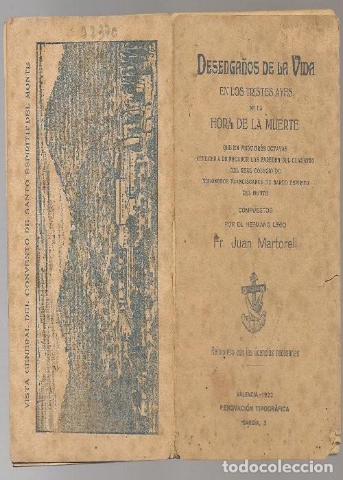 Libros antiguos: desenga&ntilde;os de la vida en los tristes ayes de la hora de la muerte 1922, VALENCIA, rr