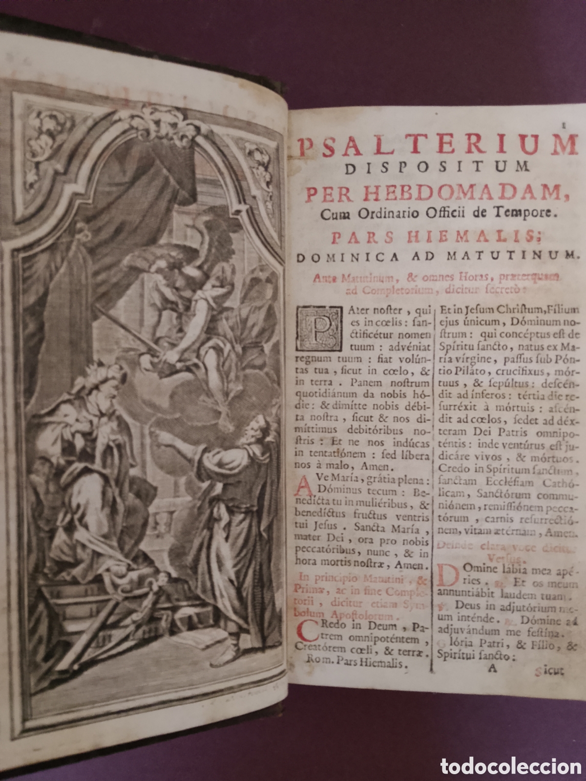 Libros antiguos: Breviarum Romanum - 2 tomos: pars aestiva y para hiemalis-Exorcismus contra tempestatem- c.1730