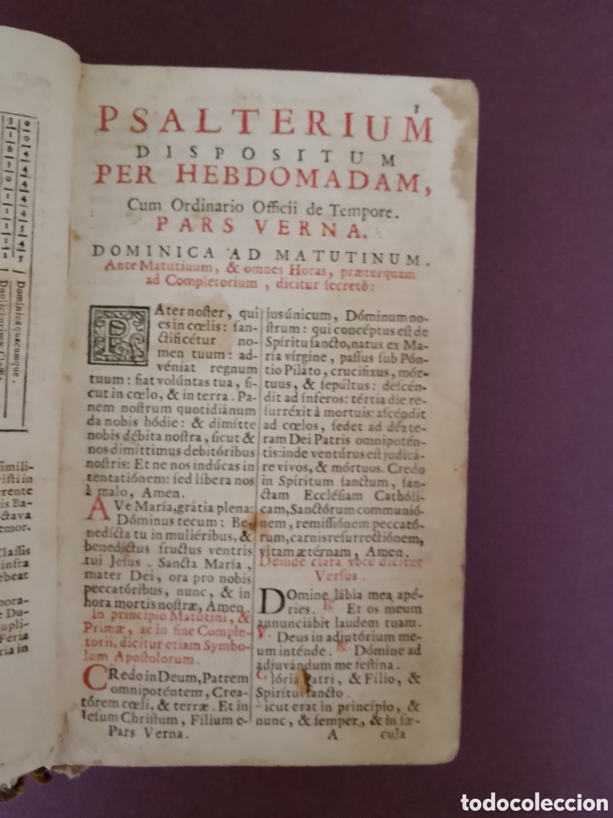 Libros antiguos: Breviario romano- S XVIII-salterio-oficio difuntos-stosEspa&ntilde;a-Exorcismo tempestades y granizo