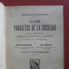 Livres anciens: LOS PARÁSITOS DE LA SOCIEDAD. EMILIO VANDERVELDE Y JUAN MASSART. Lote 46079099