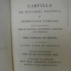 Libros antiguos: CARTILLA DE ECONOMIA POLITICA O INSTRUCCION FAMILIAR. MADRID 1816. Lote 48485152