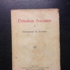 Libros antiguos: ESTUDIOS SOCIALES, AZCARATE, GUMERSINDO DE, 1933