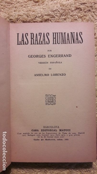 Libros antiguos: Las razas humanas    Engerrand - Foto 1
