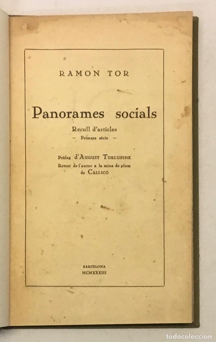 Libros antiguos: PANORAMES SOCIALS. Recull darticles. - TOR, Ramon. - Foto 2