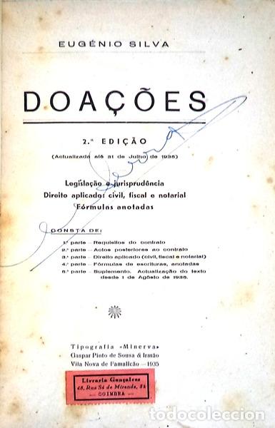 Libros antiguos: SILVA. (Eug&eacute;nio) - DOA&Ccedil;&Otilde;ES. - Foto 2