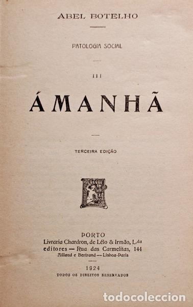 Libros antiguos: BOTELHO. (Abel) - &Aacute;MANH&Atilde;. - Foto 1