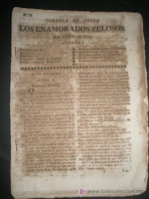 Livros antigos: TEATRO COMEDIA EN PROSA SIGLO XVIII LOS ENAMORADOS ZELOSOS EN TRES ACTOS