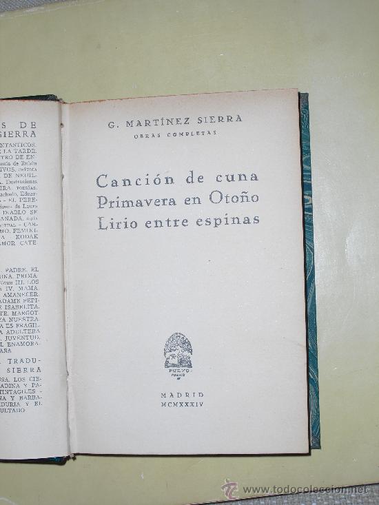 Libros antiguos: 1934  OBRAS COMPLETAS    MARTINEZ SIERRA - Foto 2