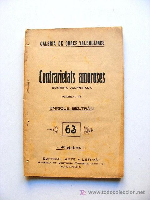 Antiquarische B&uuml;cher: teatro, sainet, galeria de obres valencianes, contrarietats amoroses, enrique beltran n&ordm; 63