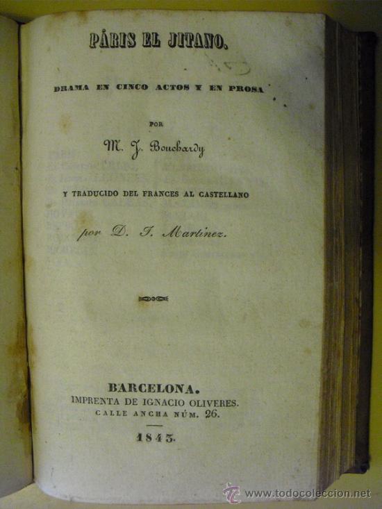 Libros antiguos: 1843 PARIS EL JITANO M.J. BOUCHARDY - Foto 1