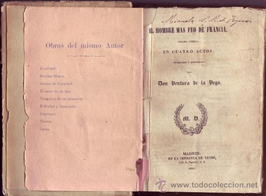 Old books: Vol. con tres obras de teatro:El hombre mas feo de Francia. Amor de madre. Las Ventas de C&aacute;rdenas.