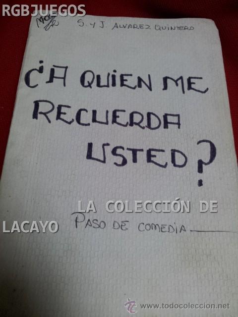 Livros antigos: &iquest;A QUIEN ME RECUERDA USTED?