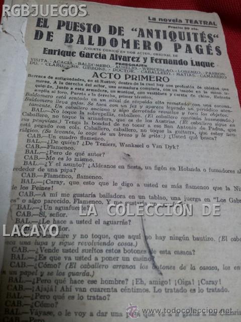 Old books: EL PUESTO DE ANTIQUITES DE BALDOMERO PAG&Eacute;S