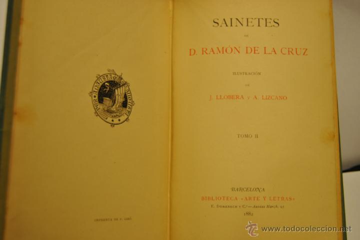 Libros antiguos: SAINETES DE D. RAMON DE LA CRUZ - 1882 - Foto 2