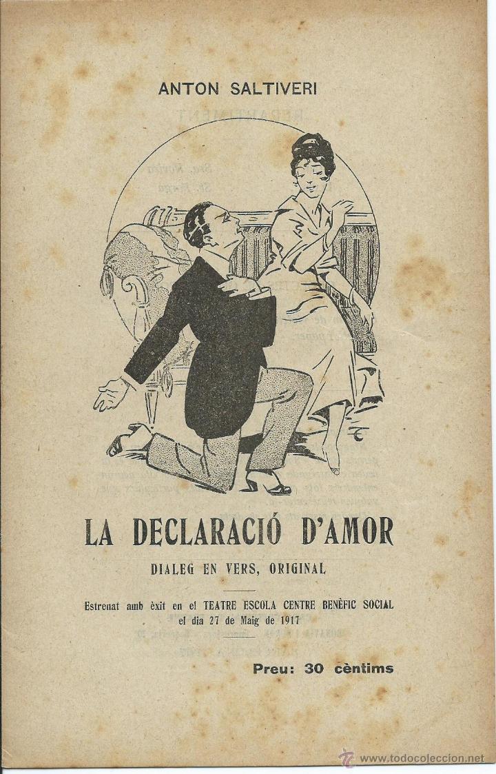 Libros antiguos: La declaraci&oacute; damor. Antoni Saltiveri - Foto 1