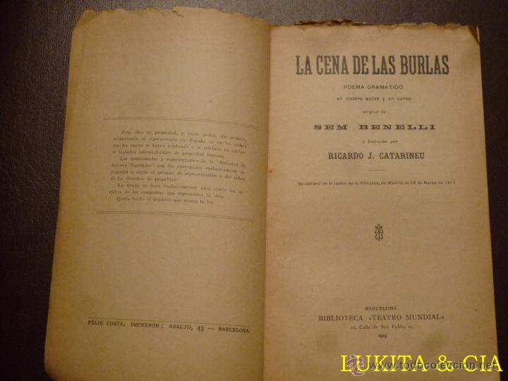 Libros antiguos: LA CENA DE LAS BURLAS - SEM BENELLI - 1915. - Foto 3