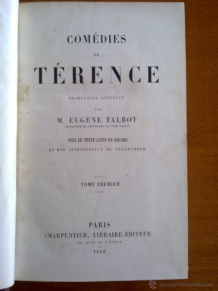 Libros antiguos: COM&Eacute;DIES DE TER&Eacute;NCE, TERENTIUS - Foto 2