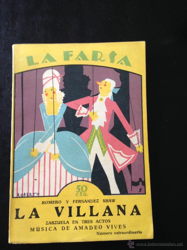 Livros antigos: La Villana. Romero y Fernandez Shaw la farsa n&ordm;3