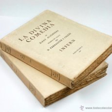 Libros antiguos: LA DIVINA COMEDIA, 1921, DANTE ALGHIERI, 2 TOMOS, VERDAGUER I CALLÍS, BARCELONA. 20X25CM