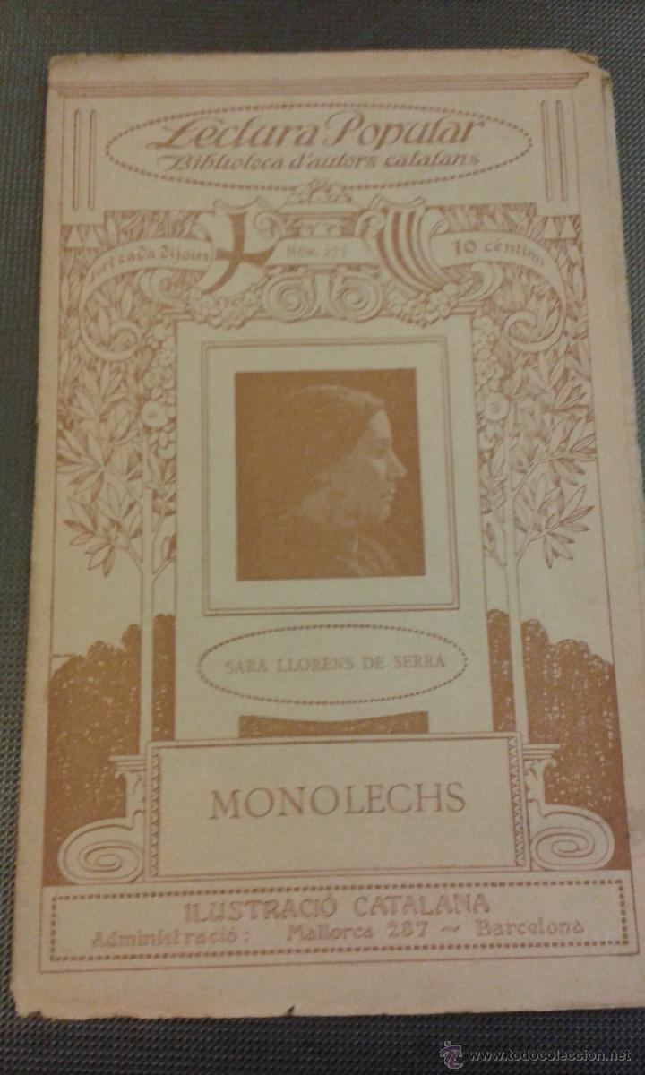 Livres anciens: SARA LLORENS DE SERRA : MONOLECHS - ILUSTRACI&Oacute; CATALANA Lectura Popular biblioteca d&acute;autors catalans