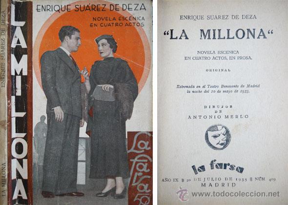 Libros antiguos: SU&Aacute;REZ DE DEZA, Enrique.  &ldquo;La Millona&rdquo;.  1935. - Foto 1