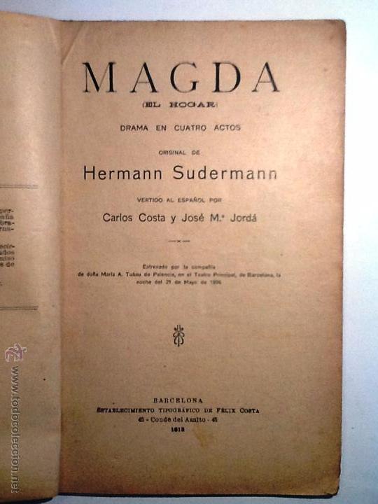 Libros antiguos: MAGDA. 1913. HERMANN SUDERMANN - Foto 1