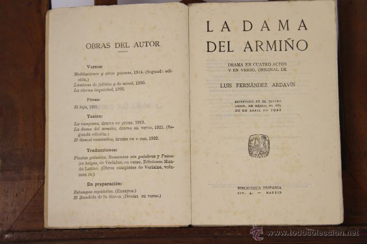 Libros antiguos: 6802 - LA DAMA DEL ARMI&Ntilde;O. LUIS FERN&Aacute;NDEZ ARDAV&Iacute;N. BIBLI. HISPANIA. S/F.