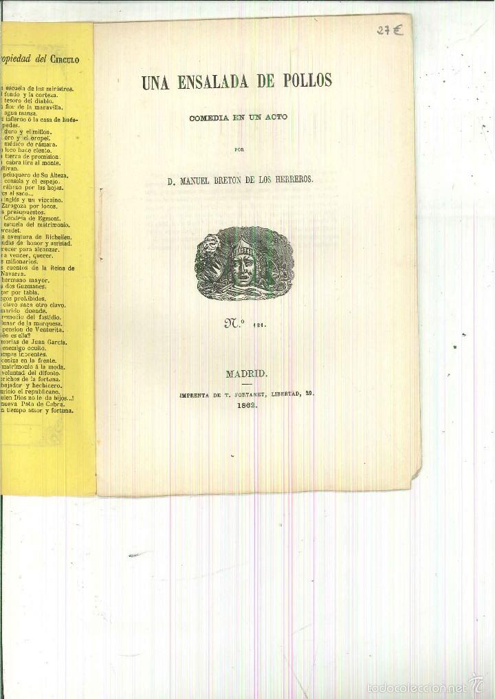 Libri antichi: UNA ENSALADA DE POLLOS. Manuel Bretón de los Herreros