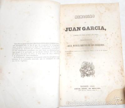 Antiquarische B&uuml;cher: MEMORIAS DE JUAN GARCIA, POR M. BRETON DE LOS HERREROS, 1848