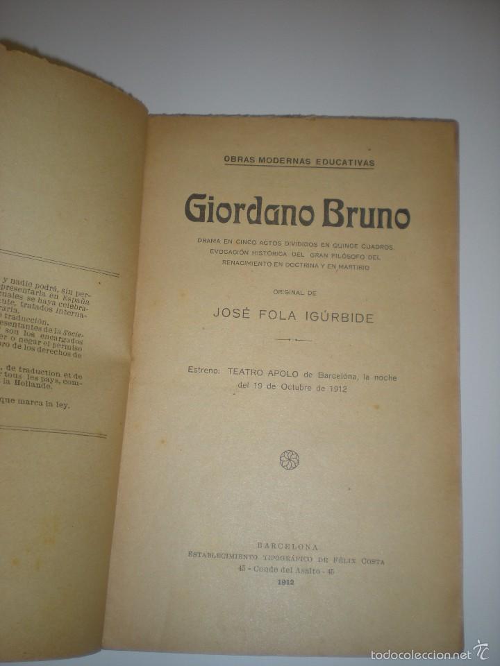 Livres anciens: Giordano Bruno de Jos&eacute; Fola Ig&uacute;rbide
