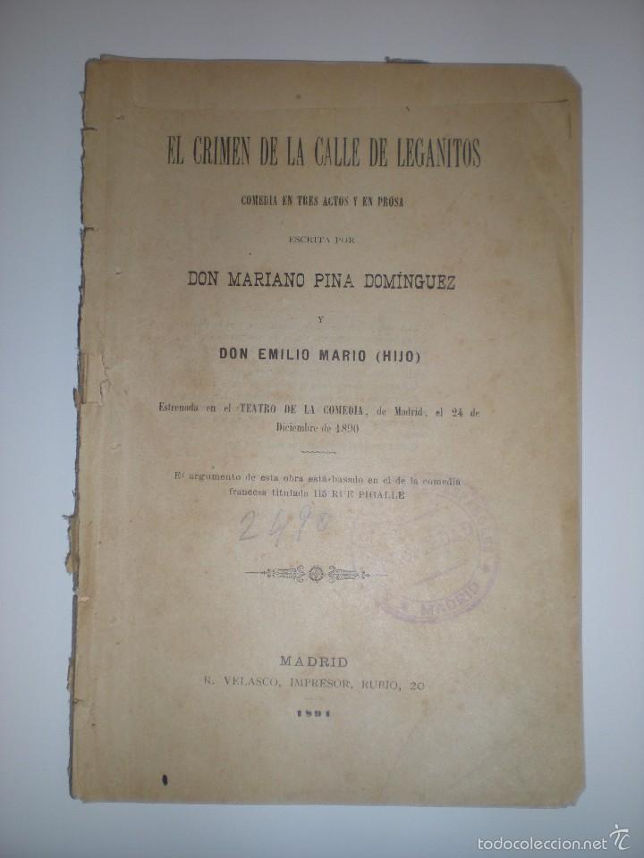 Livres anciens: El crimen de la calle Leganitos. Mariano Pina Dom&iacute;nguez y Emilio Mario (hijo)