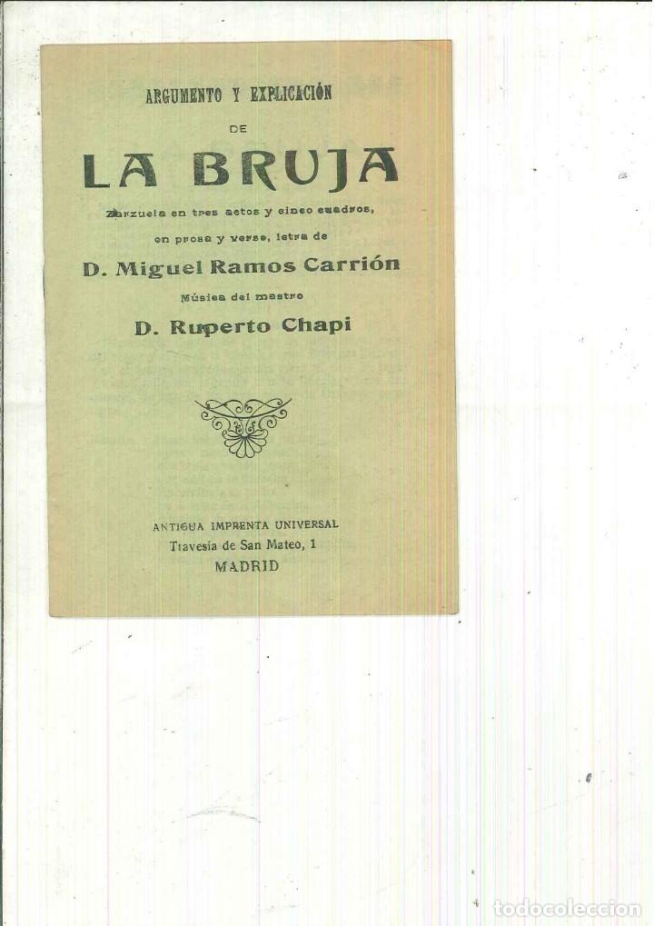 Libros antiguos: ARGUMENTO Y EXPLICACI&Oacute;N DE LA BRUJA. Miguel Ramos Carri&oacute;n - Foto 1