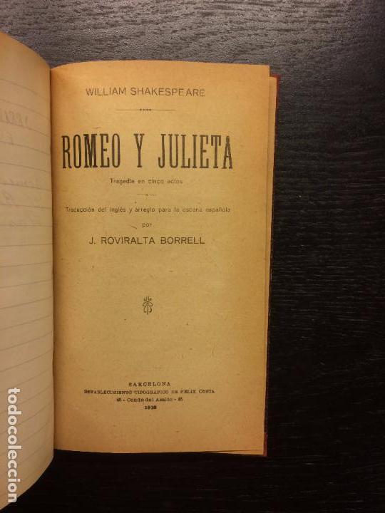 Libros antiguos: ROMEO Y JULIETA, EL REY LEAR Y HAMLET, WILLIAM SHAKESPEARE - Foto 1