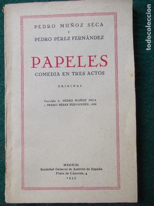 Libros antiguos: Papeles Pedro Mu&ntilde;oz Seca 1935 - Foto 1